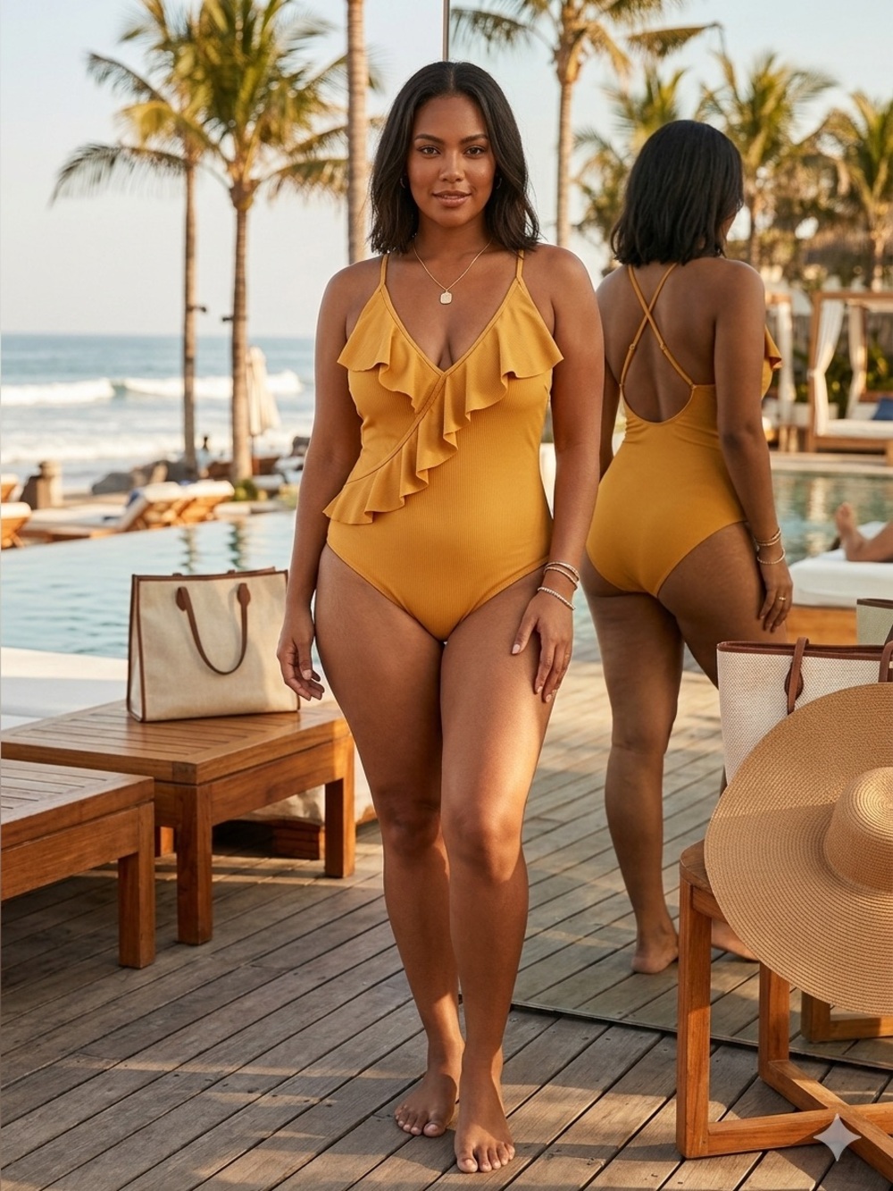 BNWT size XL Cupshe swimsuit in gold.